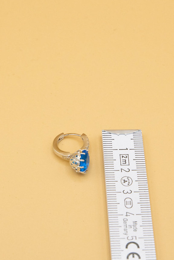Ohrringe Creole 925er versilbert mit Zirkon Steine weiß und Blau