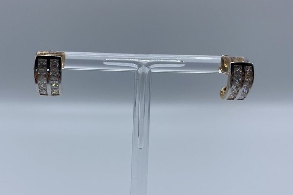 Ohrringe Stecker 585er vergoldet mit Zirkon Steine weiß