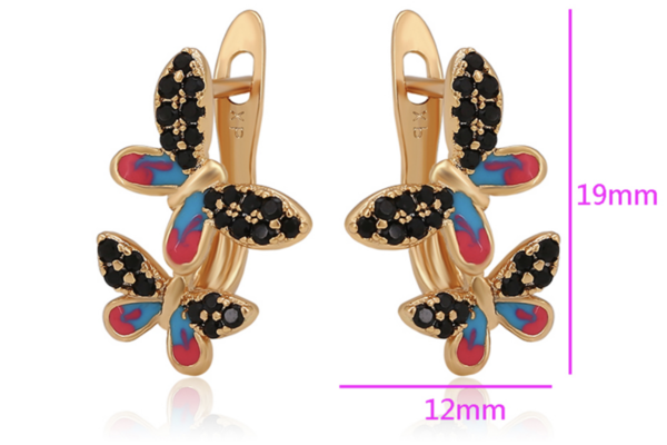 Ohrringe Creole Schmetterlinge 585er vergoldet mit Zirkon Steine weiß