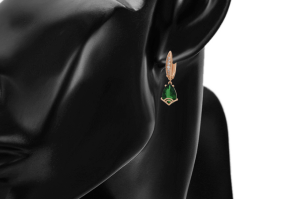 Ohrringe Creole 750er vergoldet mit Zirkon Steine grün und weiß hängend