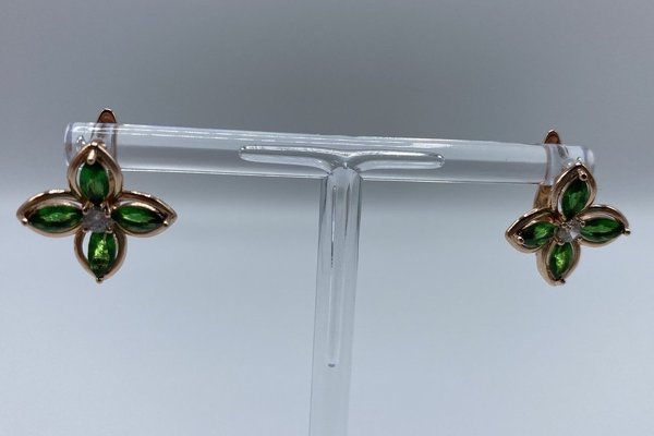 Ohrringe Creole 585er vergoldet mit Zirkon Steine grün weiß