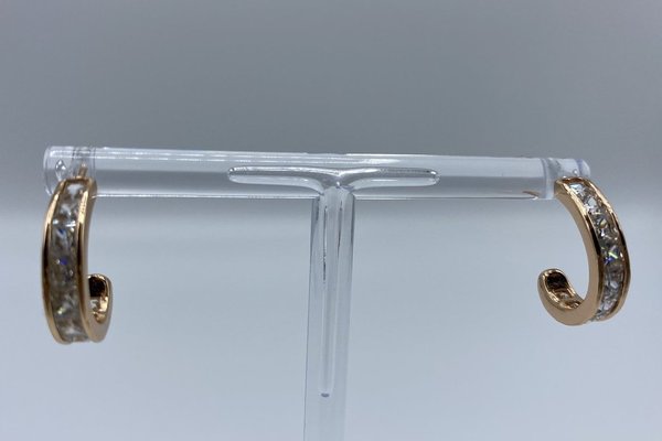 Ohrringe Stecker 585er vergoldet mit Zirkon Steine weiß