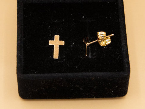 Ohrringe Creole Kreuz 585er vergoldet