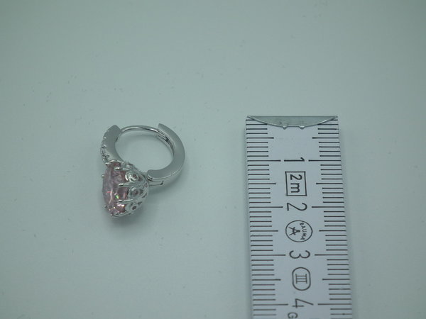 Ohrringe Creole 925er versilbert mit Zirkon Steine weiß und rosa