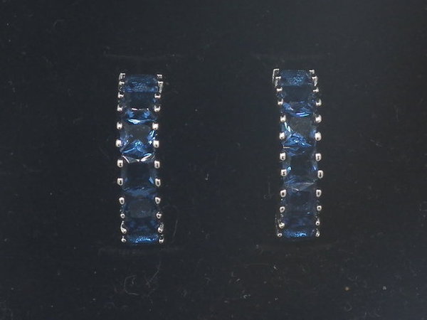 Ohrringe Creole 925er versilbert mit Zirkon Steine blau