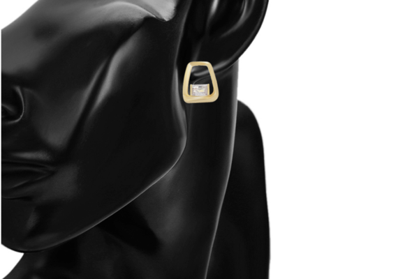 Premium Ohrringe 750er vergoldet Stecker mit weißem Zirkon