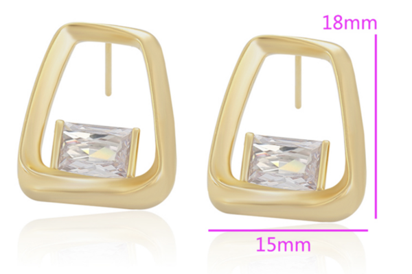 Premium Ohrringe 750er vergoldet Stecker mit weißem Zirkon