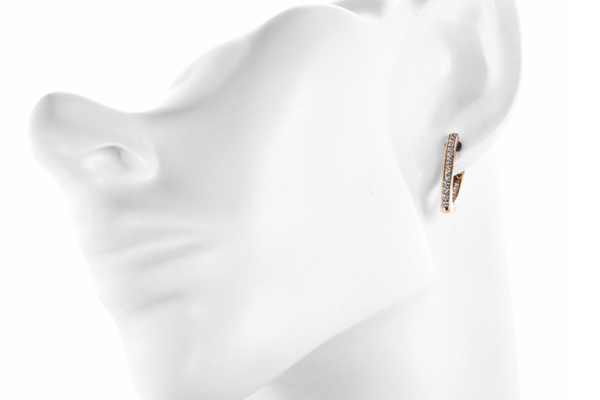 Premium Ohrringe 750er vergoldet Creole mit weißem Zirkon