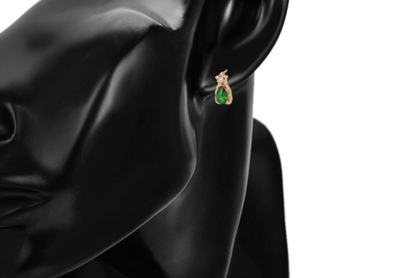 Ohrringe Creole 585er vergoldet mit Zirkon Steine grün und weiß